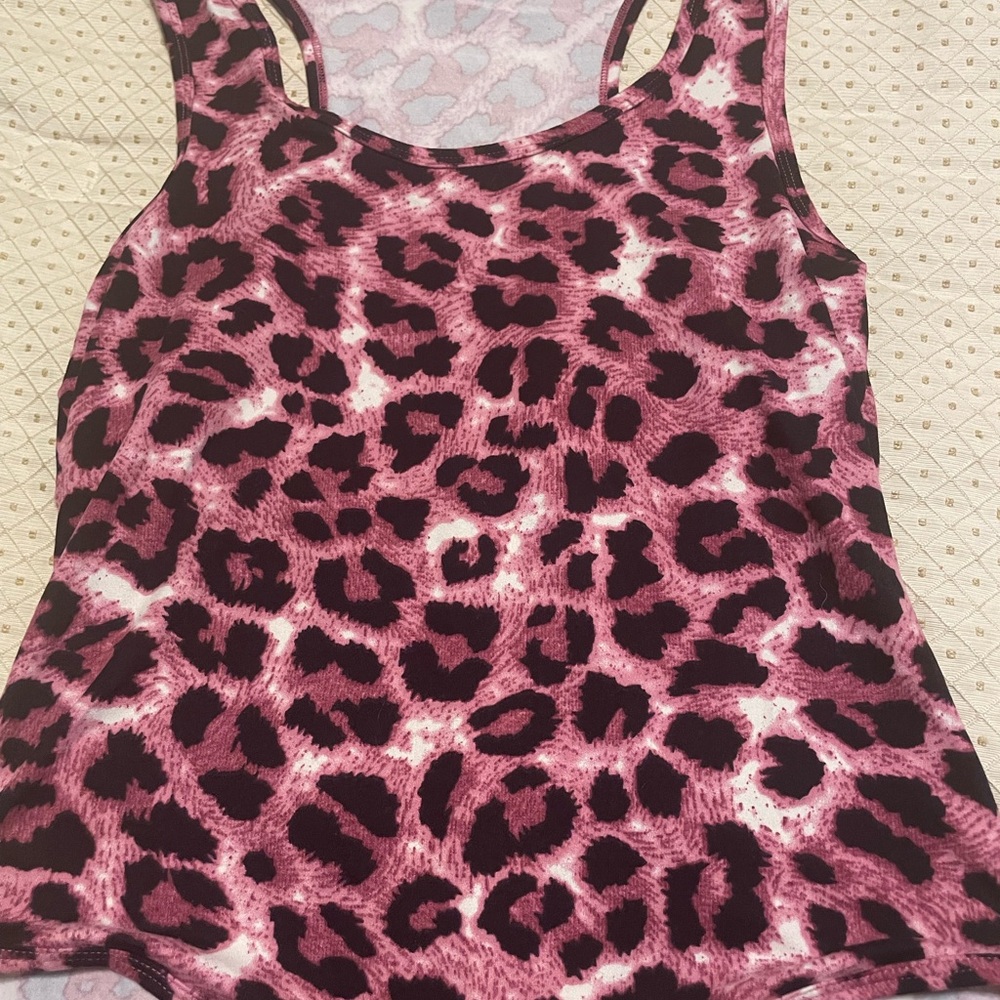 Pink Leopard Print Tank Top/bodysuit